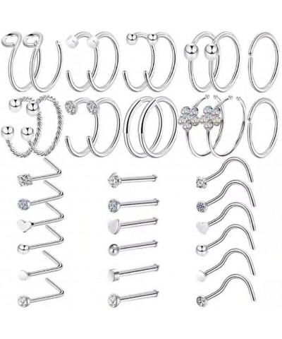 36 Pcs for Titanium Steel Nose Rings Nose Piercings Jewelry Nose Rings Hoops Stu $6.15 Body Jewelry