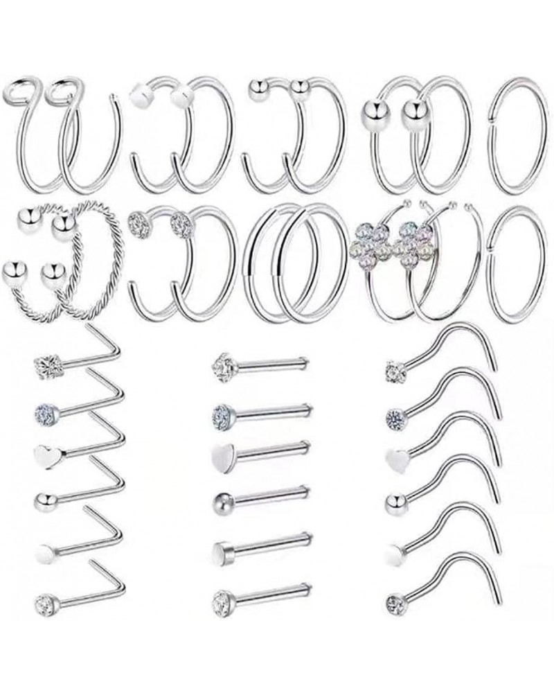 36 Pcs for Titanium Steel Nose Rings Nose Piercings Jewelry Nose Rings Hoops Stu $6.15 Body Jewelry