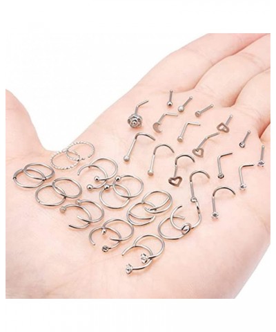 36 Pcs for Titanium Steel Nose Rings Nose Piercings Jewelry Nose Rings Hoops Stu $6.15 Body Jewelry