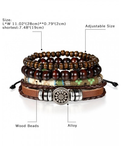 8 Pcs Wrap Leather Wristbands Bracelets, Wood Beads Bracelets for Men Women Adjustable7-11 $10.07 Bracelets