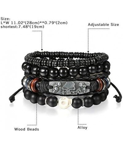 8 Pcs Wrap Leather Wristbands Bracelets, Wood Beads Bracelets for Men Women Adjustable7-11 $10.07 Bracelets