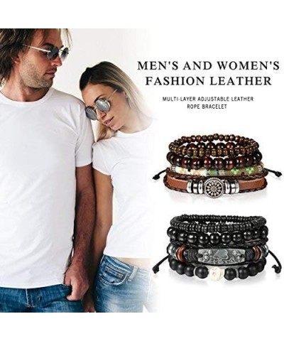 8 Pcs Wrap Leather Wristbands Bracelets, Wood Beads Bracelets for Men Women Adjustable7-11 $10.07 Bracelets