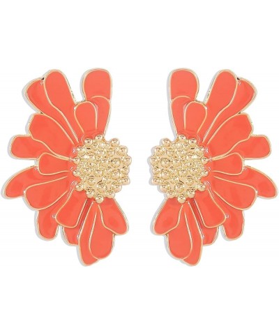 Flower Dangle Earrings Boho Layered Floral Petal Drop Earrings Statement Stud Earring for Women Girls daisy orange Zinc $7.52...