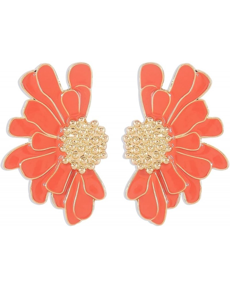 Flower Dangle Earrings Boho Layered Floral Petal Drop Earrings Statement Stud Earring for Women Girls daisy orange Zinc $7.52...