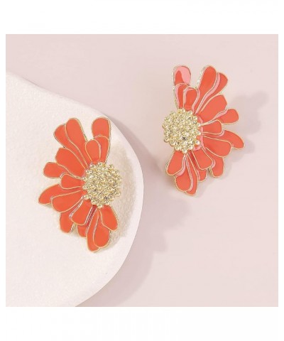 Flower Dangle Earrings Boho Layered Floral Petal Drop Earrings Statement Stud Earring for Women Girls daisy orange Zinc $7.52...