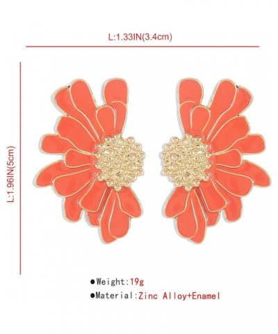 Flower Dangle Earrings Boho Layered Floral Petal Drop Earrings Statement Stud Earring for Women Girls daisy orange Zinc $7.52...