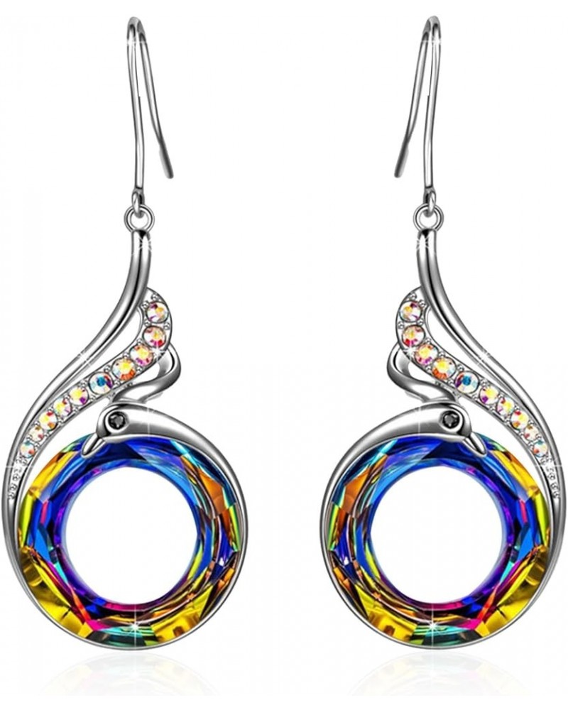 Sterling Silver Dangle Earrings with Crystals Austria Birthday Gift C $6.48 Earrings