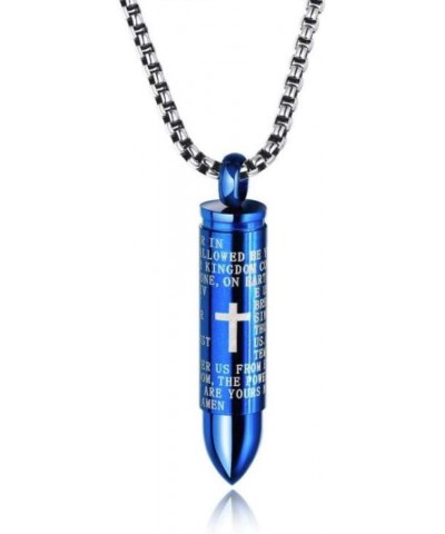 Stainless Steel English Lord's Prayer Cross Detachable Cremation Urn Bullet Pendant Necklace with 22 Inch Chain (Black Gold S...