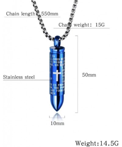 Stainless Steel English Lord's Prayer Cross Detachable Cremation Urn Bullet Pendant Necklace with 22 Inch Chain (Black Gold S...