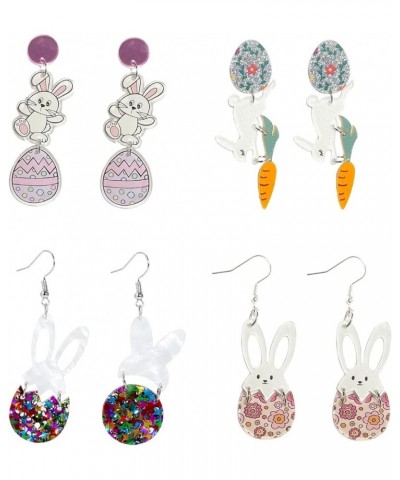 Colorful Cute Glitter Acrylic Easter Egg Bunny Carrot Drop Earrings Lightweight Resin Happy Easter Rabbit Flower Dangle Earri...