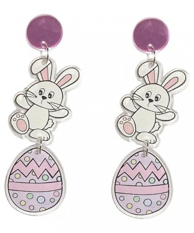 Colorful Cute Glitter Acrylic Easter Egg Bunny Carrot Drop Earrings Lightweight Resin Happy Easter Rabbit Flower Dangle Earri...