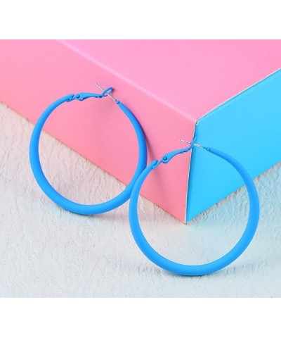 Colorful Matte Hoop Earrings 80s Retro Neon Large Drop Earrings Bright Fluorescence Round Hoop Earings for Women Girls Light ...