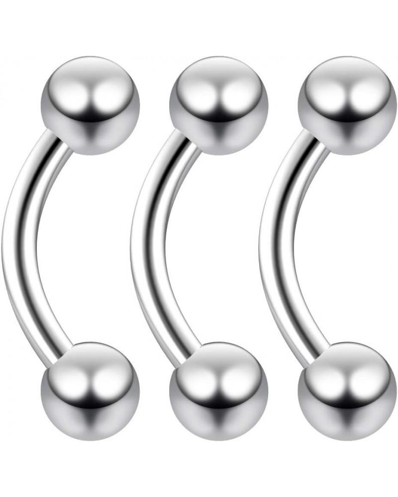 3pc 14g Curved Barbell Daith Rook Conch Labret Helix Lip Ring Tragus Eyebrow Cartilage Steel - 16g - 6mm (1/4) $9.59 Body Jew...