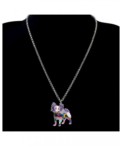 Enamel Alloy Floral Papillon Dog Necklace Pendant Chain Charm Jewelry for Women Girls Kids Gift Purple $7.94 Necklaces