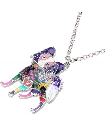 Enamel Alloy Floral Papillon Dog Necklace Pendant Chain Charm Jewelry for Women Girls Kids Gift Purple $7.94 Necklaces