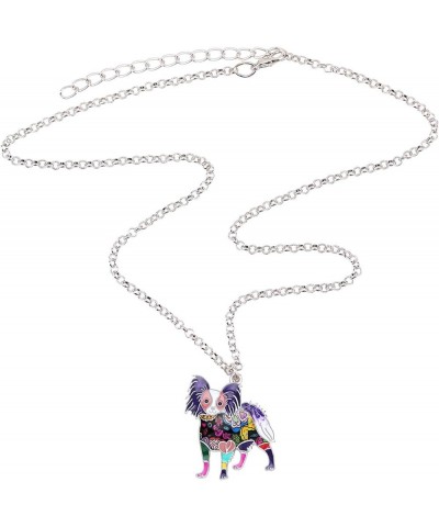 Enamel Alloy Floral Papillon Dog Necklace Pendant Chain Charm Jewelry for Women Girls Kids Gift Purple $7.94 Necklaces