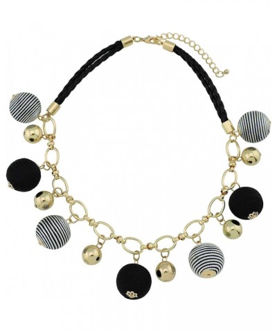 Fashion Collar Necklace with Thread Ball Pendant Earring Jewelry Set for Women black $13.00 Jewelry Sets