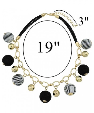 Fashion Collar Necklace with Thread Ball Pendant Earring Jewelry Set for Women black $13.00 Jewelry Sets