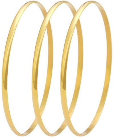 Stainless Steel Three Stackable Womens Bangle Bracelets Yellow $11.19 Bracelets