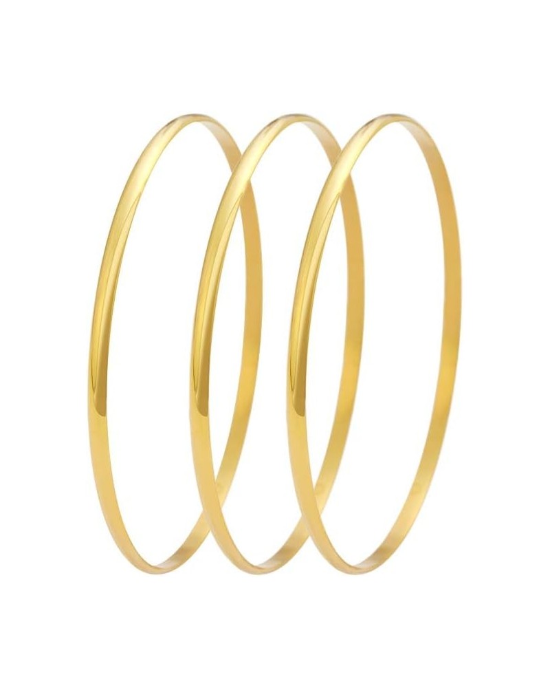 Stainless Steel Three Stackable Womens Bangle Bracelets Yellow $11.19 Bracelets