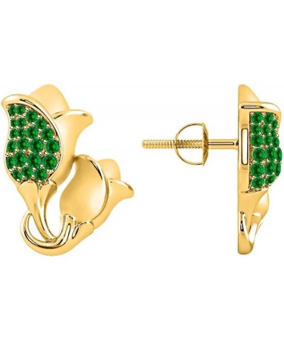 14K Gold Over .925 Sterling Silver Tulip Flower Earrings Created Emerald Lotus Earrings for Women Wedding Yellow $25.19 Earrings