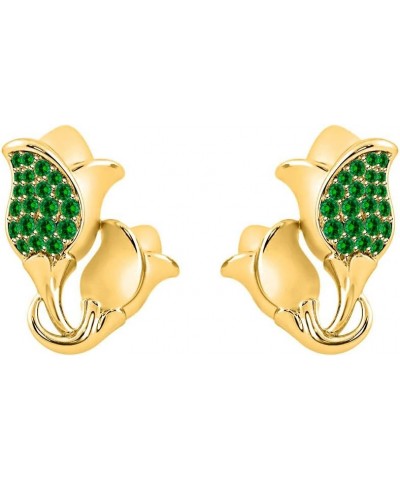 14K Gold Over .925 Sterling Silver Tulip Flower Earrings Created Emerald Lotus Earrings for Women Wedding Yellow $25.19 Earrings