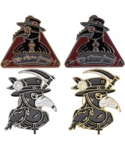 4pcs Plague Doctor Enamel Pin Set Crow Brooch Beak Face Steampunk Brooches Halloween Enamel Lapel Pin Punk Cartoon Badge Pin ...