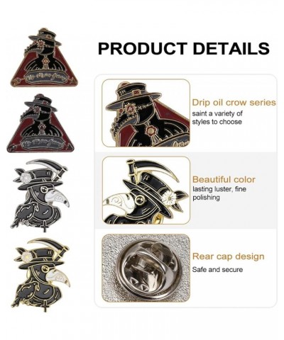 4pcs Plague Doctor Enamel Pin Set Crow Brooch Beak Face Steampunk Brooches Halloween Enamel Lapel Pin Punk Cartoon Badge Pin ...