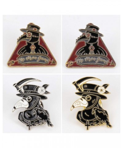 4pcs Plague Doctor Enamel Pin Set Crow Brooch Beak Face Steampunk Brooches Halloween Enamel Lapel Pin Punk Cartoon Badge Pin ...