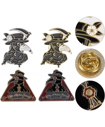 4pcs Plague Doctor Enamel Pin Set Crow Brooch Beak Face Steampunk Brooches Halloween Enamel Lapel Pin Punk Cartoon Badge Pin ...