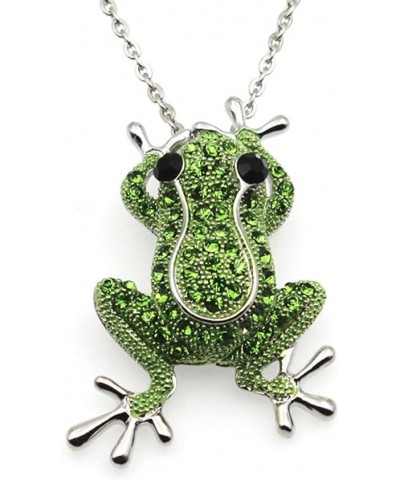 Women Frog Necklace Crystal Animal Pendant Fashion Frog Brooch Pin Collar Lapel Badge Jewelry As Shown $8.21 Brooches & Pins