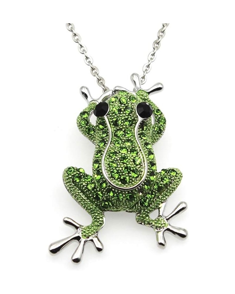 Women Frog Necklace Crystal Animal Pendant Fashion Frog Brooch Pin Collar Lapel Badge Jewelry As Shown $8.21 Brooches & Pins