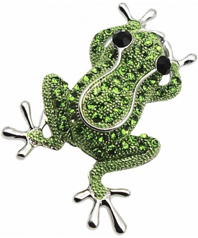 Women Frog Necklace Crystal Animal Pendant Fashion Frog Brooch Pin Collar Lapel Badge Jewelry As Shown $8.21 Brooches & Pins