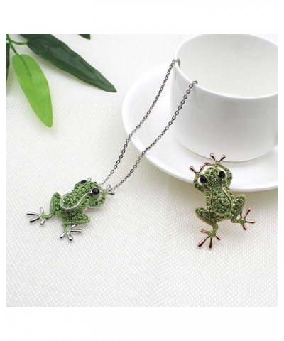 Women Frog Necklace Crystal Animal Pendant Fashion Frog Brooch Pin Collar Lapel Badge Jewelry As Shown $8.21 Brooches & Pins