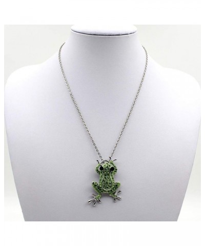 Women Frog Necklace Crystal Animal Pendant Fashion Frog Brooch Pin Collar Lapel Badge Jewelry As Shown $8.21 Brooches & Pins