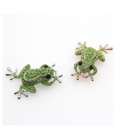 Women Frog Necklace Crystal Animal Pendant Fashion Frog Brooch Pin Collar Lapel Badge Jewelry As Shown $8.21 Brooches & Pins