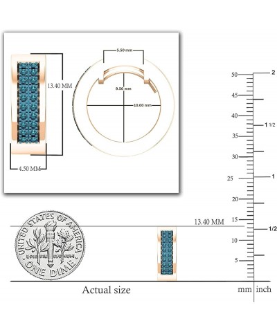 Round Diamond Double Row Unisex Hoop Earrings in Gold Metal Stamp: 14K Rose Gold Blue Diamond $235.93 Earrings