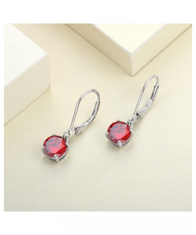 Women's Solitaire Dangle Drop Earrings 925 Sterling Silver Round Leverback Earrings Birthstones Jewelry Gifts 01-garnet-Jan $...