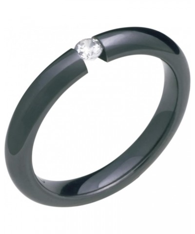 Stunning Black Titanium Ring With Diamond Tension Set 3mm wide Wedding Band $130.35 Rings