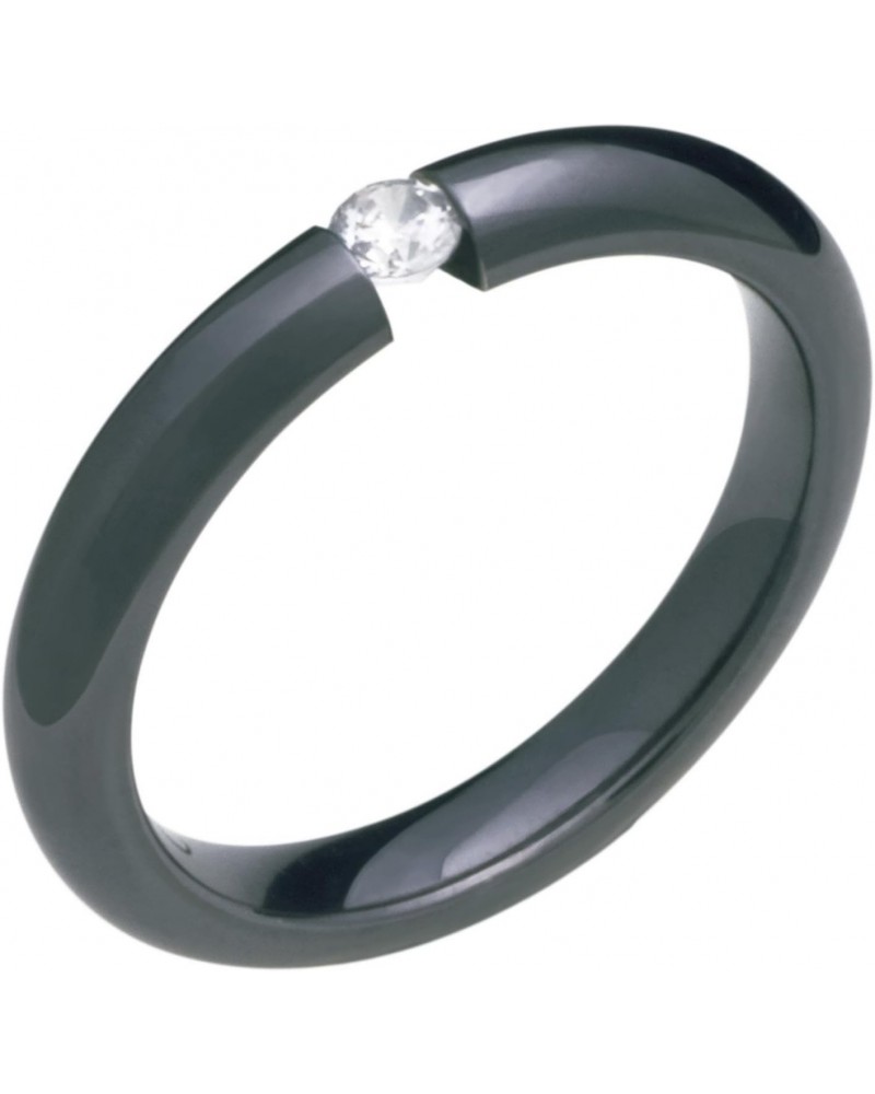 Stunning Black Titanium Ring With Diamond Tension Set 3mm wide Wedding Band $130.35 Rings