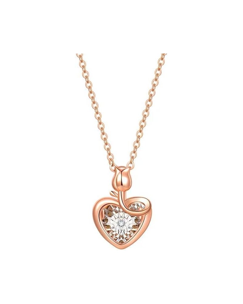 Dancing Diamond Necklace for Modern Women - Real Diamond Cute Necklace Gift for Girls style2 Rose Gold $13.14 Necklaces