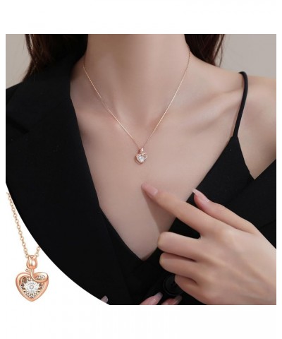 Dancing Diamond Necklace for Modern Women - Real Diamond Cute Necklace Gift for Girls style2 Rose Gold $13.14 Necklaces