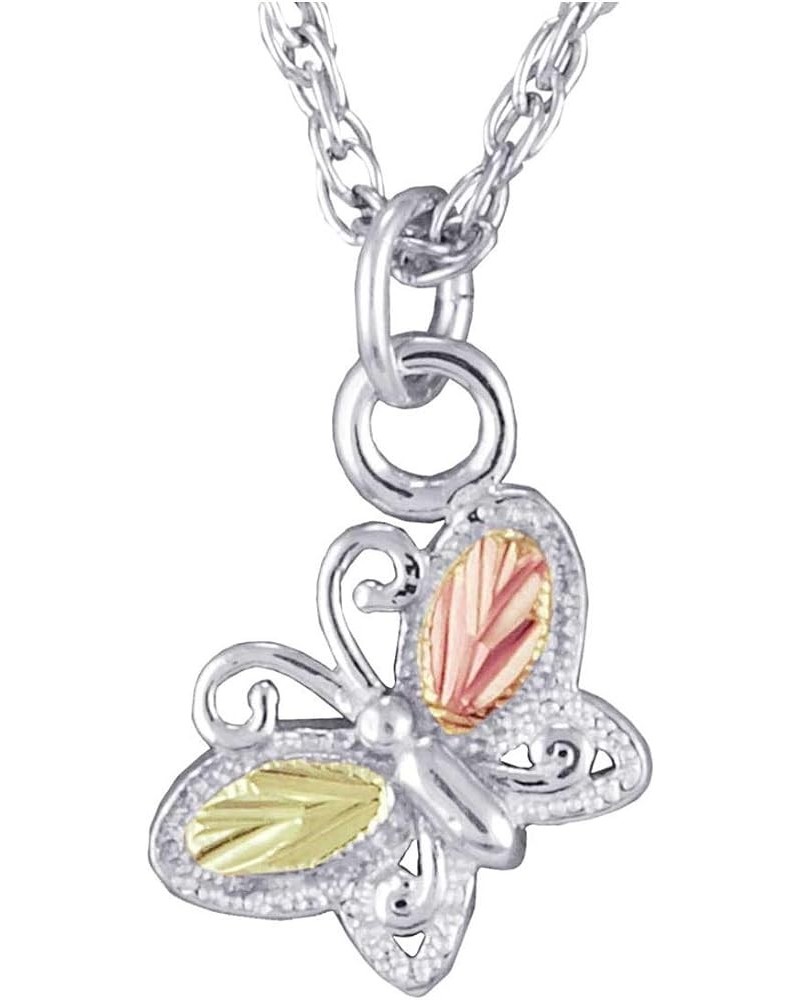 Butterfly Pendant Necklace, Sterling Silver, 12k Rose and Green Black Hills Gold 22.0 Inches $41.36 Necklaces