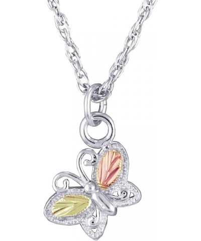 Butterfly Pendant Necklace, Sterling Silver, 12k Rose and Green Black Hills Gold 22.0 Inches $41.36 Necklaces