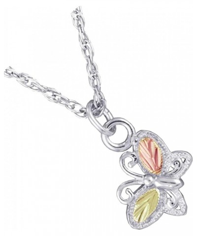 Butterfly Pendant Necklace, Sterling Silver, 12k Rose and Green Black Hills Gold 22.0 Inches $41.36 Necklaces