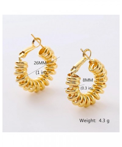 Gold Hoop Earrings For Women 14K Gold Plated Braided Filigree Chunky Hoop Earrings For Women Hypoallergenic Dangle Earrings T...