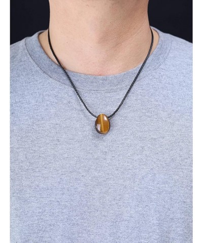 Leather Cord Teardrop Tiger Eye Stone Pendant Necklace Brown Tiger eye $17.70 Necklaces