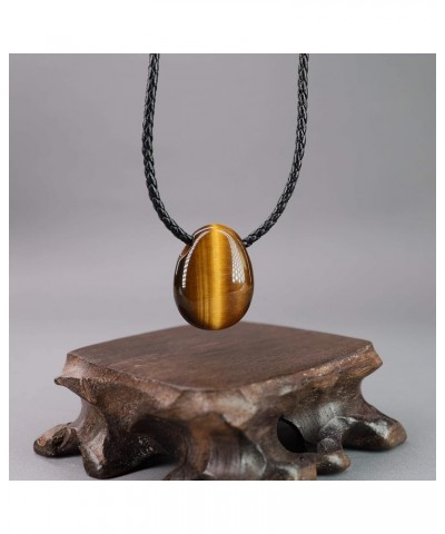 Leather Cord Teardrop Tiger Eye Stone Pendant Necklace Brown Tiger eye $17.70 Necklaces