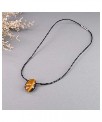 Leather Cord Teardrop Tiger Eye Stone Pendant Necklace Brown Tiger eye $17.70 Necklaces