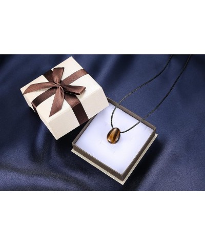 Leather Cord Teardrop Tiger Eye Stone Pendant Necklace Brown Tiger eye $17.70 Necklaces